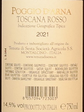 Poggio d Arna Rosso di Toscana IGT 2021 